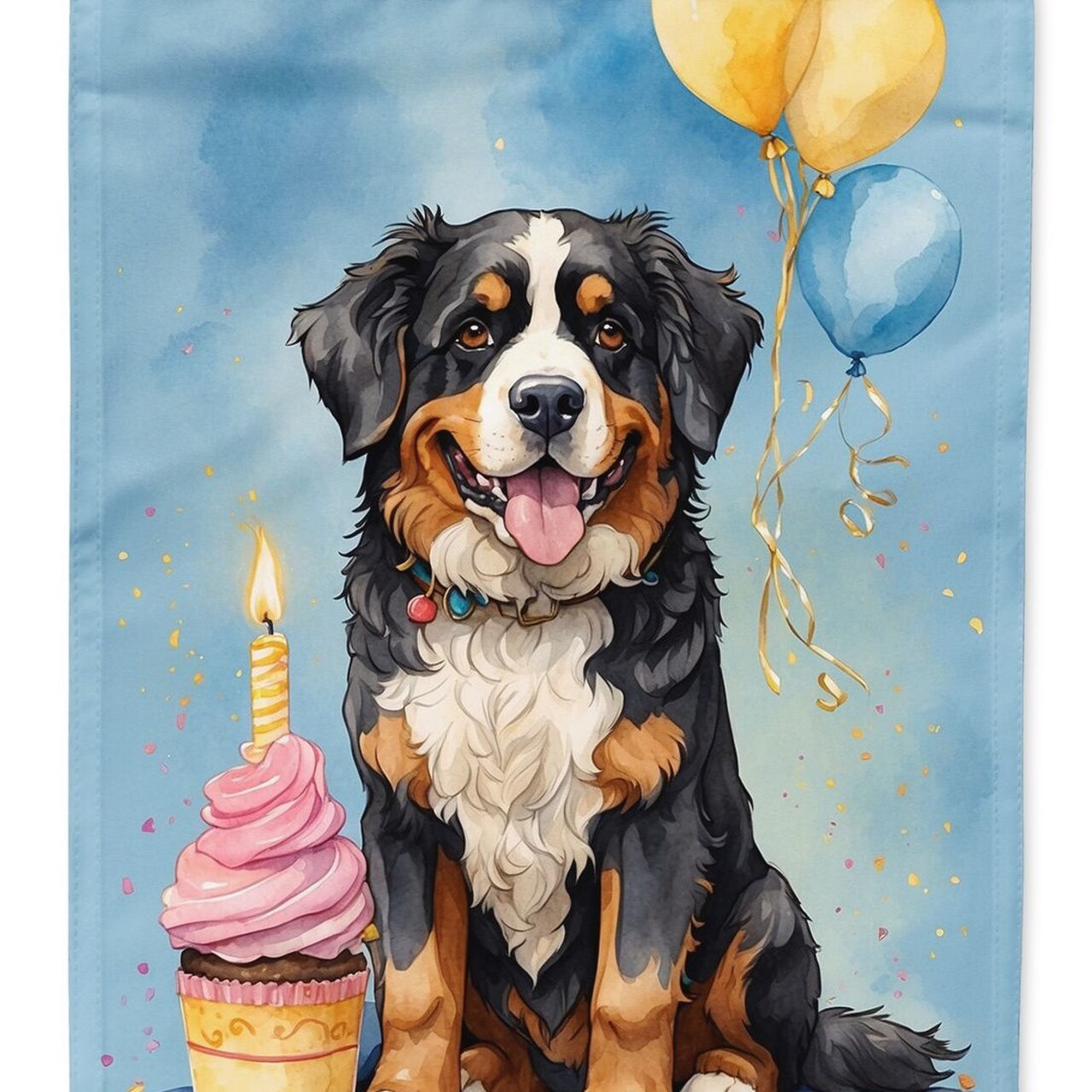 Edge Collections - 11.25" X 15.50" - Multicolor - Bernese Mountain Dog Birthday Flag - 1 Piece